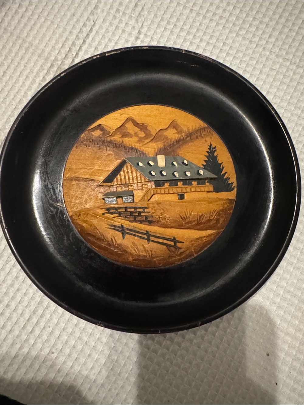 Hand-Painted Wooden Chalet Wall Plate MCM Mid Century